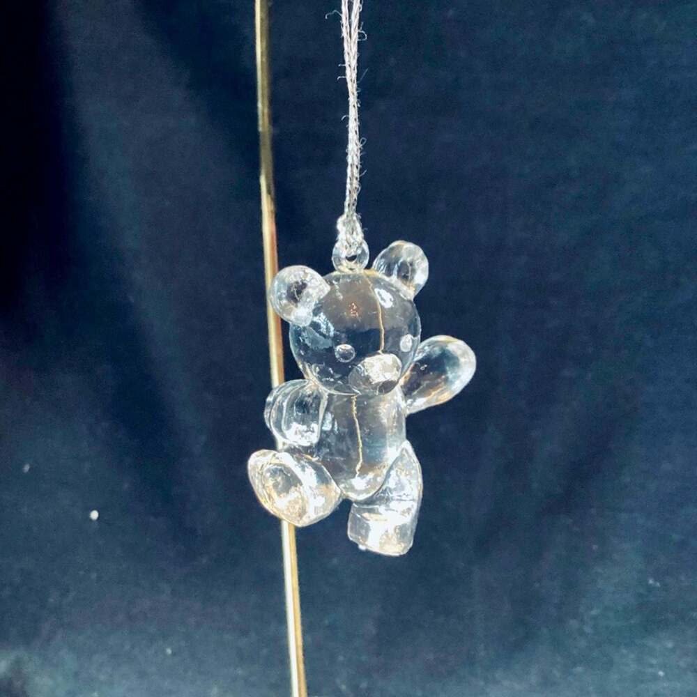 Clear Acrylic Teddy Bear Christmas Ornament